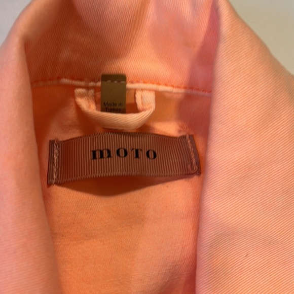 Topshop Moto Cropped Jacket Size 4 Tangerine Peach Fuzz - Picture 8 of 13